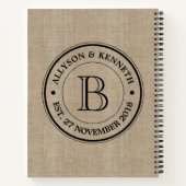 Carnet Créez votre propre logo Burlap Anniversaire Monogr (Dos)