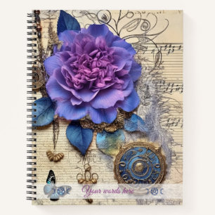 Carnet Créez Votre Propre Pivoine Violette Musicale Scrap