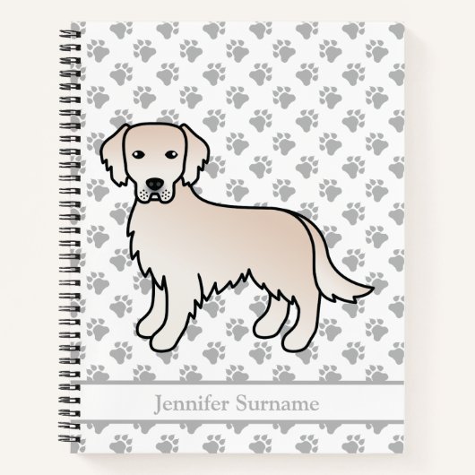 Carnet Crème anglaise Golden Retriever Dog & Custom Text (Devant)