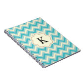 Carnet Crème Aqua Blue Chevron Zigzag Rayures (Côté Droit)