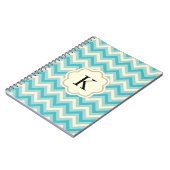 Carnet Crème Aqua Blue Chevron Zigzag Rayures (Côté gauche)