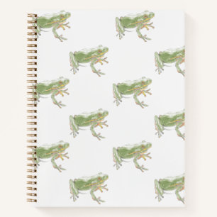 Carnet Crème Blanc Sage Vert Aquarelle Grenouille Motif