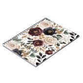 Carnet Crème Bourgogne Floral noir (Côté gauche)