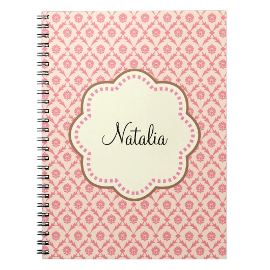 Carnet Crème de Damas Rose Fleur (Devant)