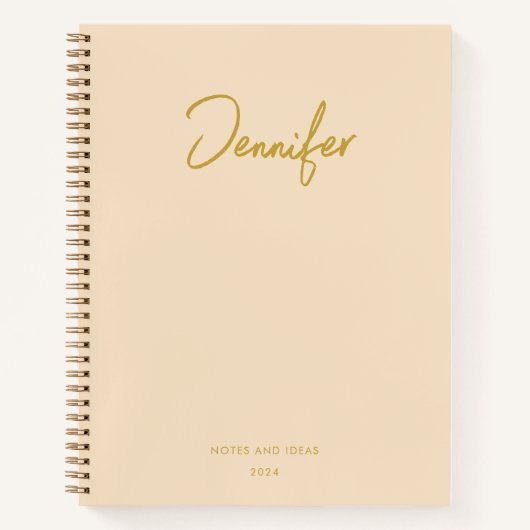 Carnet Crème douce Customisée Golden Handwrite Name (Devant)