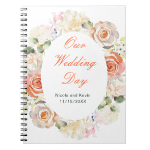 Carnet Crème et Orange Vintage Floral Mariage