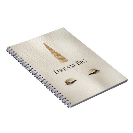 Carnet Crème Faux Cuir Or Étincelle Glam Unicorn (Côté Droit)