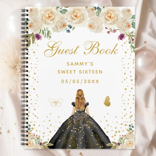 Carnet Crème Floral Blonde cheveux Princesse Sweet sixtee