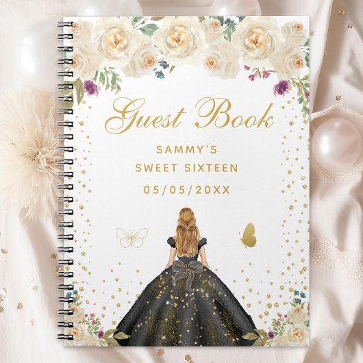 Carnet Crème Floral Blonde cheveux Princesse Sweet sixtee