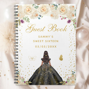 Carnet Crème Floral Peau foncée Princesse Sweet sixteen