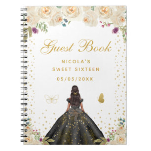 Carnet Crème Florale Peau Foncée Princesse Sweet Sixteen