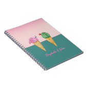Carnet Crème glacée colorée cônes Cactus Flamants roses r (Côté Droit)