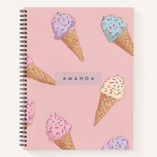 Carnet Crème glacée Cute Pastel personnalisée (Devant)