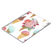 Carnet Crème glacée, framboises : motif aquarelle. (Côté gauche)