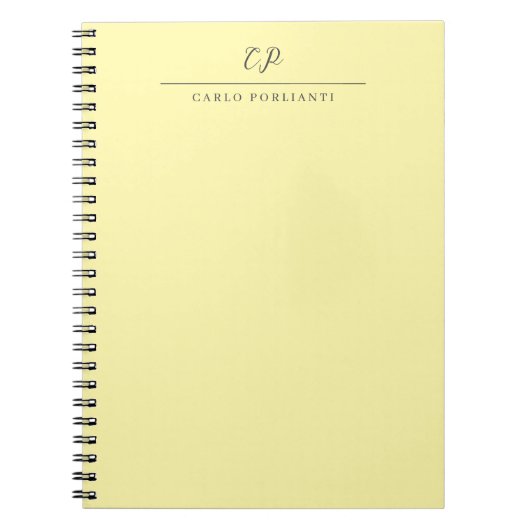 Carnet Crème Moderne Calligraphiée Plain Nom Monogrammé (Devant)