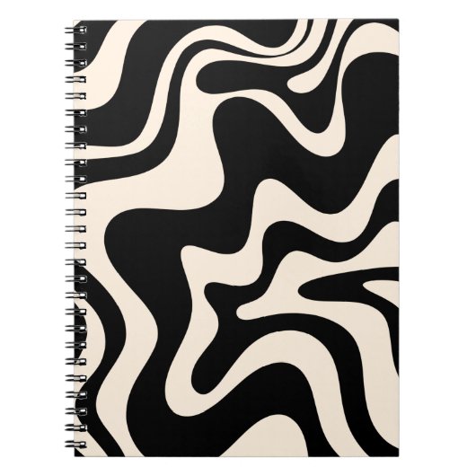 Carnet Crème noire Motif Abstraite Retro Liquid Swirl (Devant)
