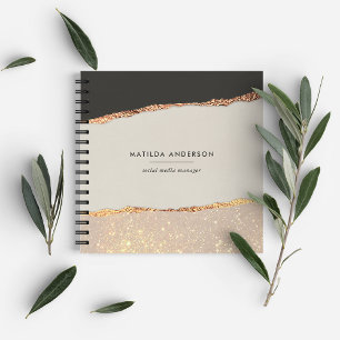 Carnet Crème noire personnalisée avec paillettes dorées F