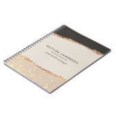 Carnet Crème noire personnalisée pailletée or faux foil (Côté gauche)