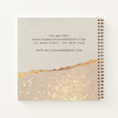 Carnet Crème noire personnalisée pailletée or faux foil (Dos)