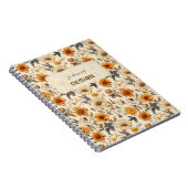 Carnet Crème Orange Marron Fleur Séchée Vintage (Côté Droit)