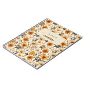 Carnet Crème Orange Marron Fleur Séchée Vintage (Côté gauche)