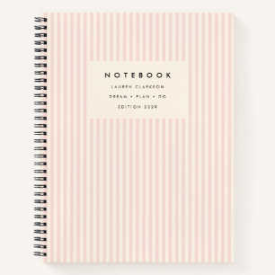 Carnet Crème rose vierge Arrière - plan spirale rayée