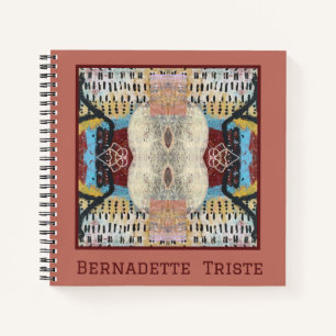 Carnet Crème rouge bleu Motif géométrique sans couture