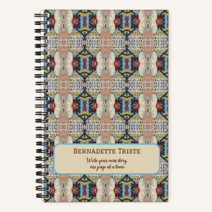 Carnet Crème rouge bleu Motif géométrique sans couture