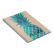 Carnet Crème Turquoise Bleu Tropical Ananas Aloha (Côté Droit)