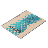 Carnet Crème Turquoise Bleu Tropical Ananas Aloha (Côté gauche)