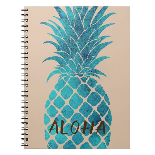 Carnet Crème Turquoise Bleu Tropical Ananas Aloha (Devant)