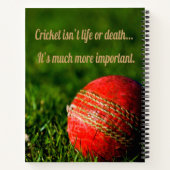 Carnet Cricket Red Ball drôle Motivation (Dos)