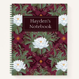 Carnet Crimson Lotus Elegance Motif - Le Lotus Blanc