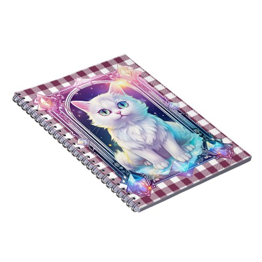 Carnet Cristal Chat Violet Noir Plaid Cute Blanc Kitten (Côté Droit)