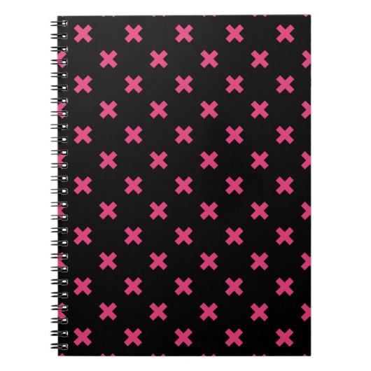 Carnet Crochis Fuchsia sur noir (Devant)