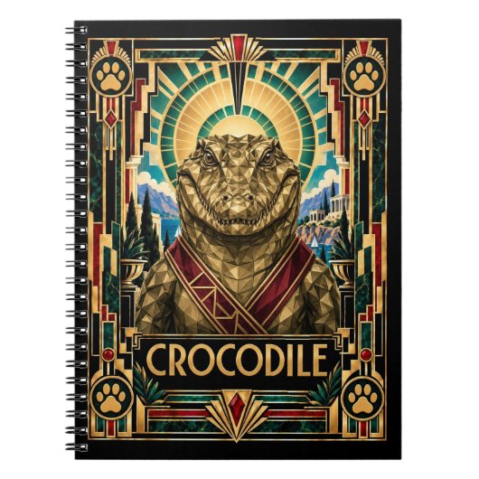 Carnet Crocodile, Art Déco Faune (Devant)