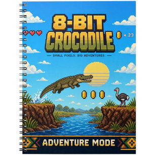 Carnet Crocodile, Rétro Pixel Art 8-Bit