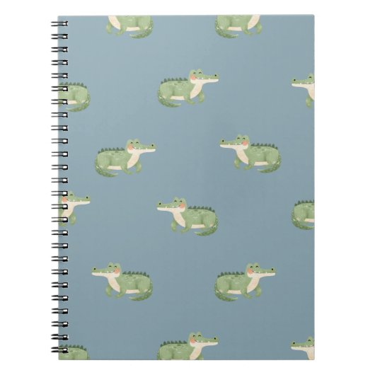 Carnet Crocodiles à l'aquarelle sur fond gris-bleu clair (Devant)