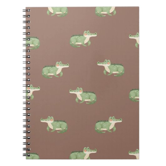 Carnet Crocodiles à l'aquarelle sur fond marron (Devant)