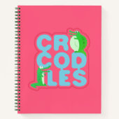 Carnet Crocodiles avec deux crocs heureux - lettres bleue (Devant)