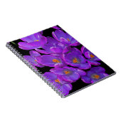 Carnet Crocus de printemps violets sur fond floral noir (Côté Droit)