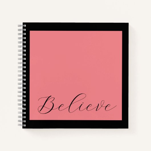 Carnet 'Croire' noir Script Coral rose Arrière - plan (Devant)