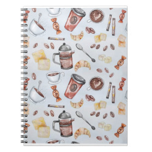 Carnet Croissant Café Petit Déjeuner Dessins Illustration