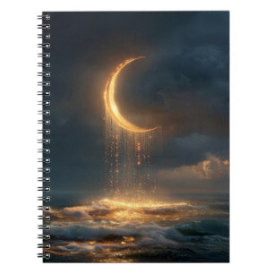 Carnet Croissant de lune doré surréaliste au-dessus de l'