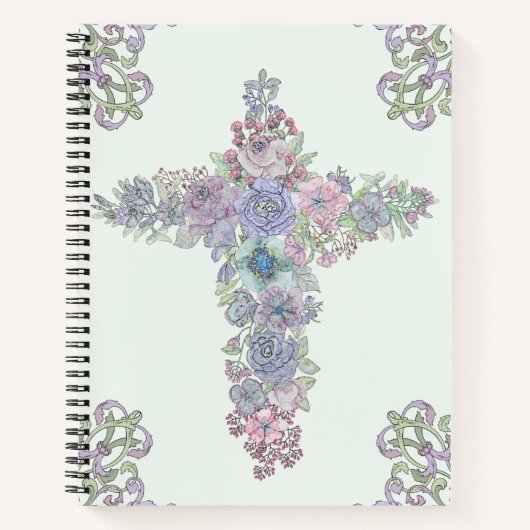 Carnet Croix baroque à fleurs (Devant)