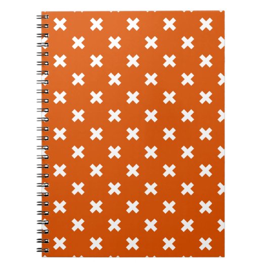 Carnet Croix blanche coutures sur orange brûlé (Devant)