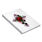 Carnet Croix d'argent avec une rose rouge (Côté Droit)
