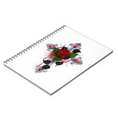 Carnet Croix d'argent avec une rose rouge (Côté gauche)