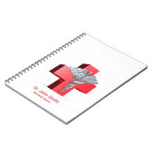 Carnet Croix de Caducée 3D Argent Medical Rouge (Côté gauche)