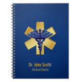 Carnet Croix d'or bleu Médicale 3D Caduceus (Devant)